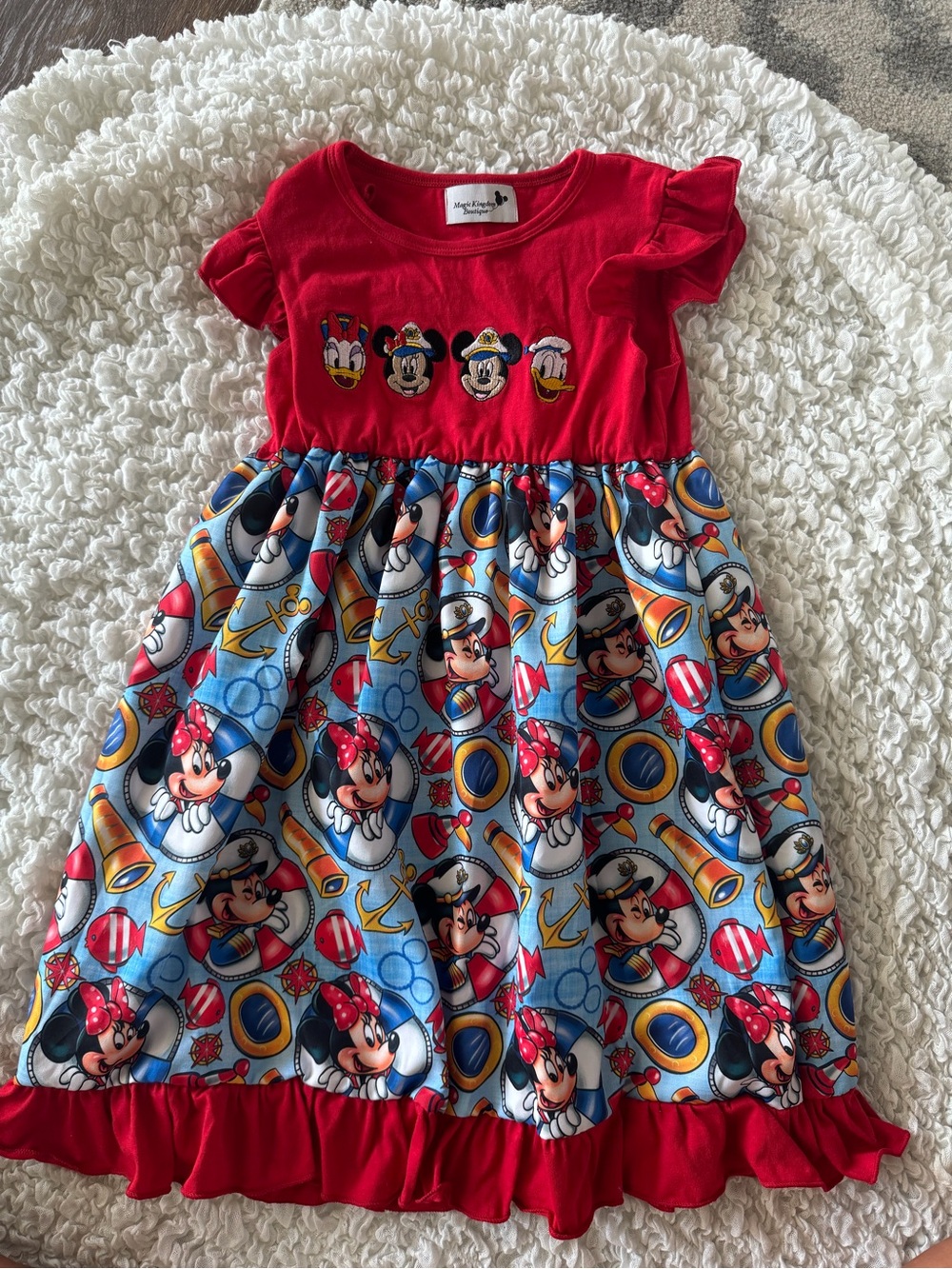 Disney boutique Red Bodice Blue Printed Minnie & Friends Casual Dress